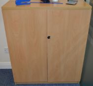 1 x Beech Office Storage Cabinet With Two Adjustable Shelves - Includes Key - CL300 - Ref S140 -