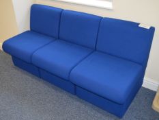 1 x Reception Waiting Room Modular Couch - Blue Hard Wearing Fabric - Modular Design With Three