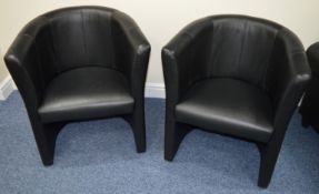 1 x Black Faux Leather Tub Chairs - Ideal For Waiting Rooms, Meeting Rooms or The Home - H73 x W70 x