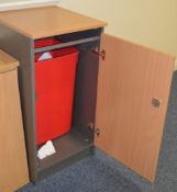 1 x Office Waste Cabinet - Moden Grey and Beech Finish - Ideal For Containing Waste Paper - Includes