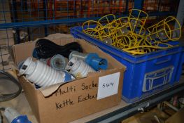 Assorted Lot Including Including Industrial Plug Sockets, String Site Lighting and Power Tools -