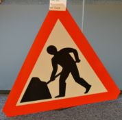 1 x Men at Work Road Sign - Size 75 x 90 cm - With Straps On The Rear Side - CL300 - Ref S125 -