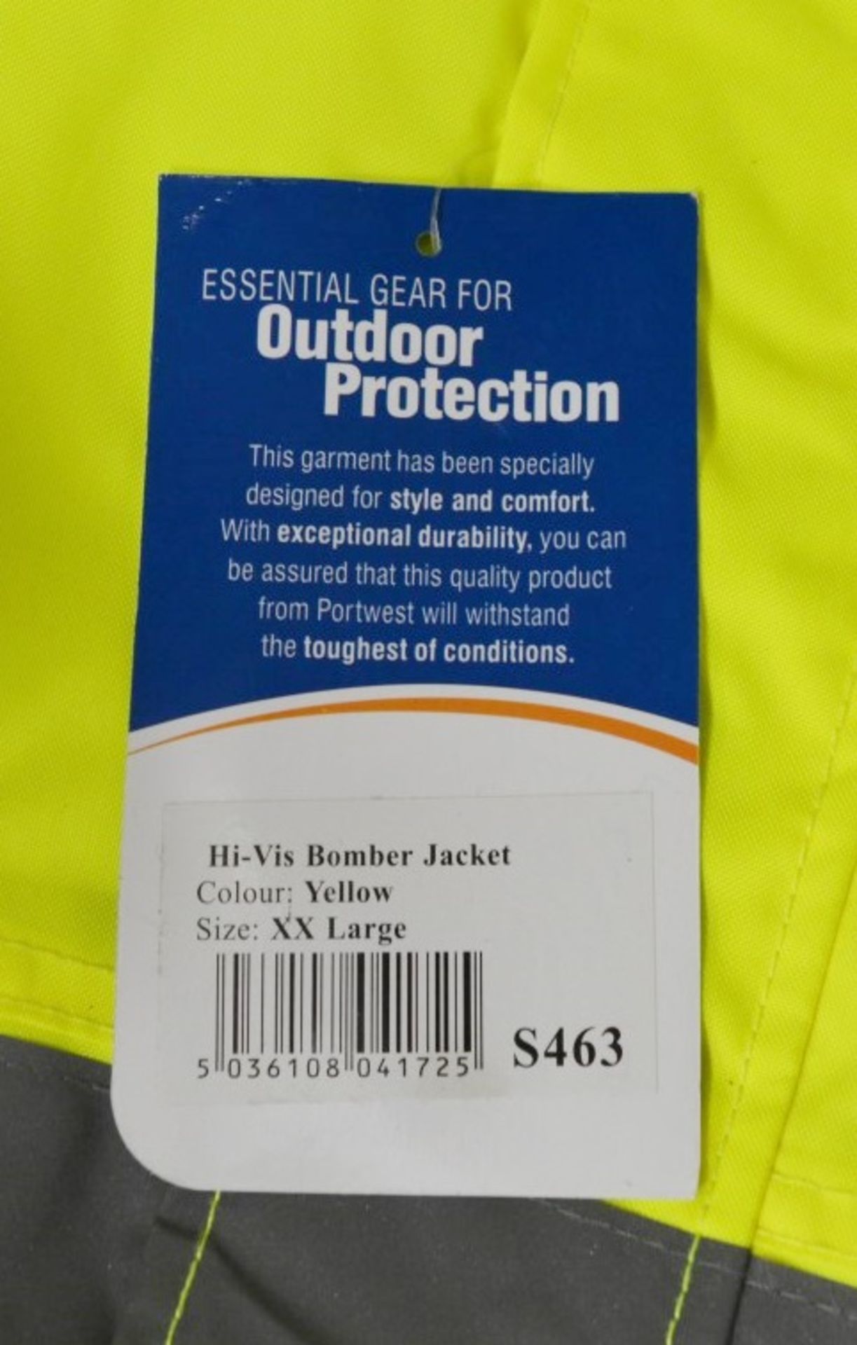 1 x Portwest High Visibility Bomber Jackets - Rain Resistant - Yellow - Perfect For Keeping Warm - Image 2 of 3