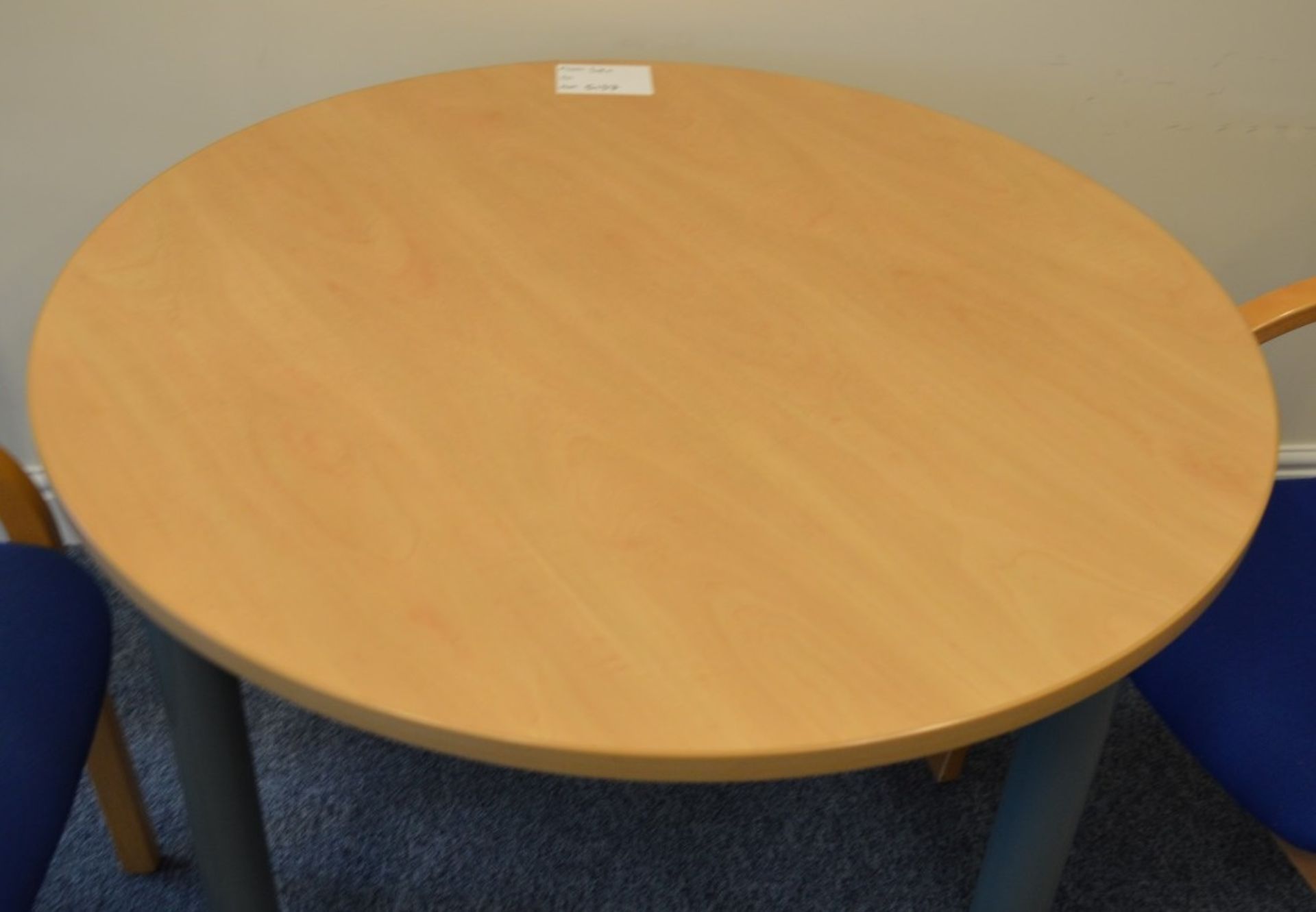 1 x Meeting Taable With Beech Finish and Two Curved Wood Meeting Chairs - H73 x W100 x D100 cms - - Image 4 of 4