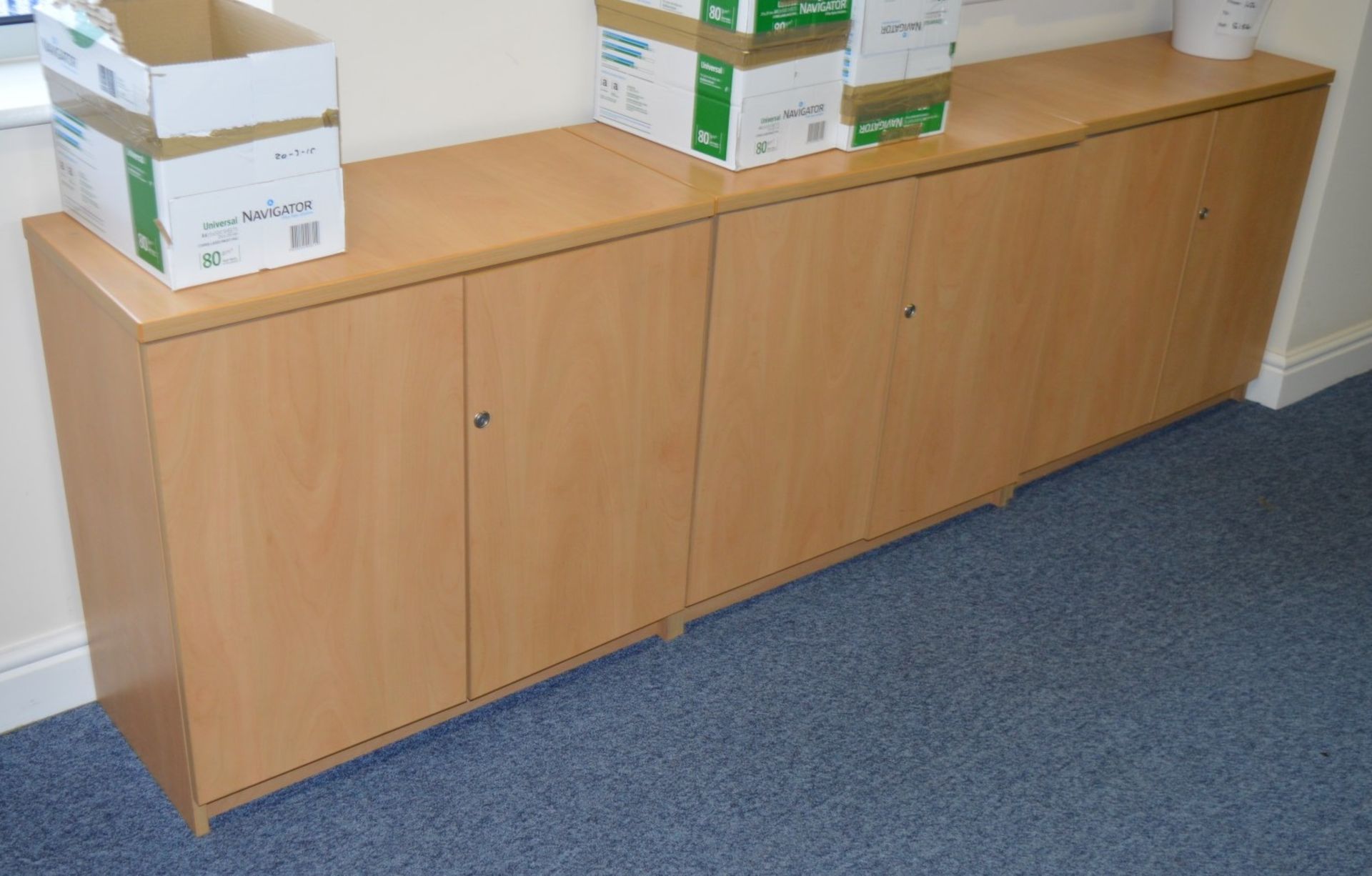 4 x Beech Office Storage Cabinets With Adjustable Internal Shelves - CL300 - Ref S153 - H75 x W80
