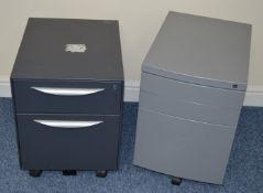 2 x Office Mobile Pedestal Drawers - Includes Light Grey 3 Drawer and Dark Grey 2 Drawer Units -