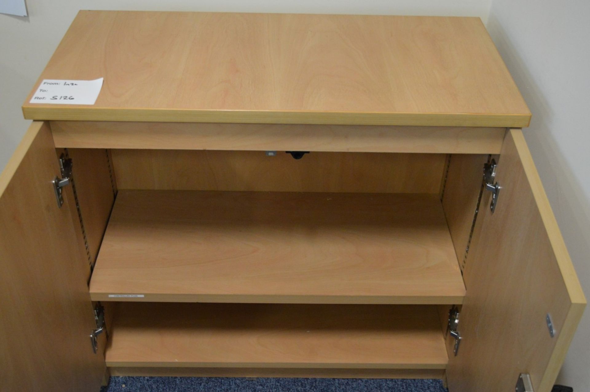 1 x Beech Office Storage Cabinet With Adjustable Internal Shelf and Key - CL300 - Ref S126 - H75 x - Image 2 of 2