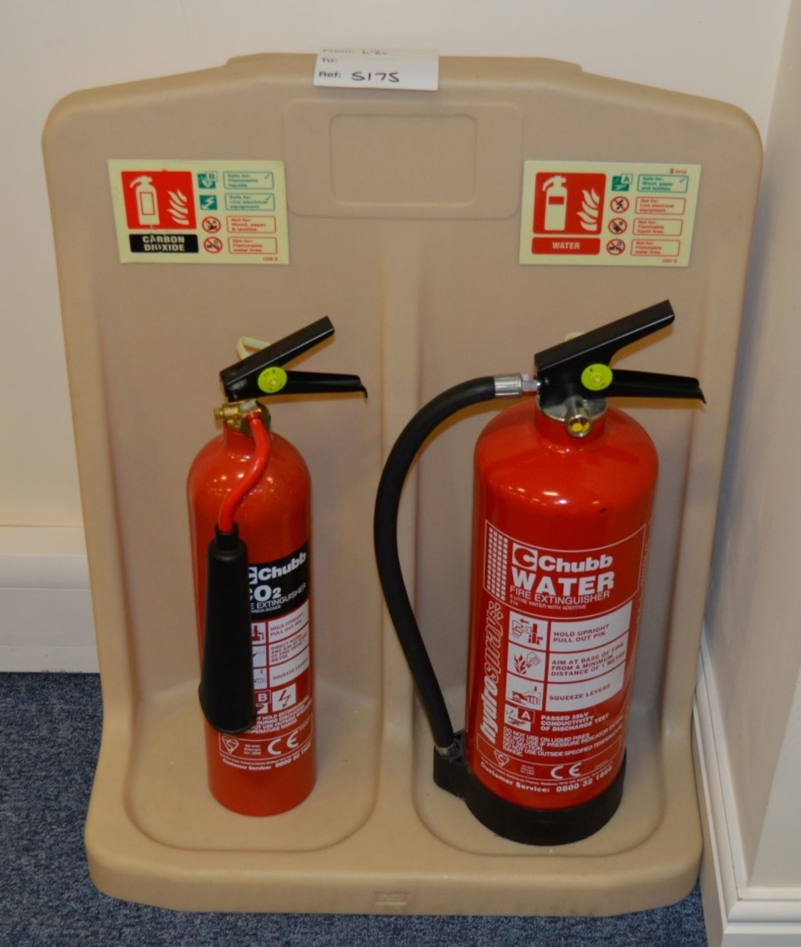 1 x Fire Extinguisher Point With Water and Carbon Dioxide Extinguishers - Seals Intact - CL300 - Ref