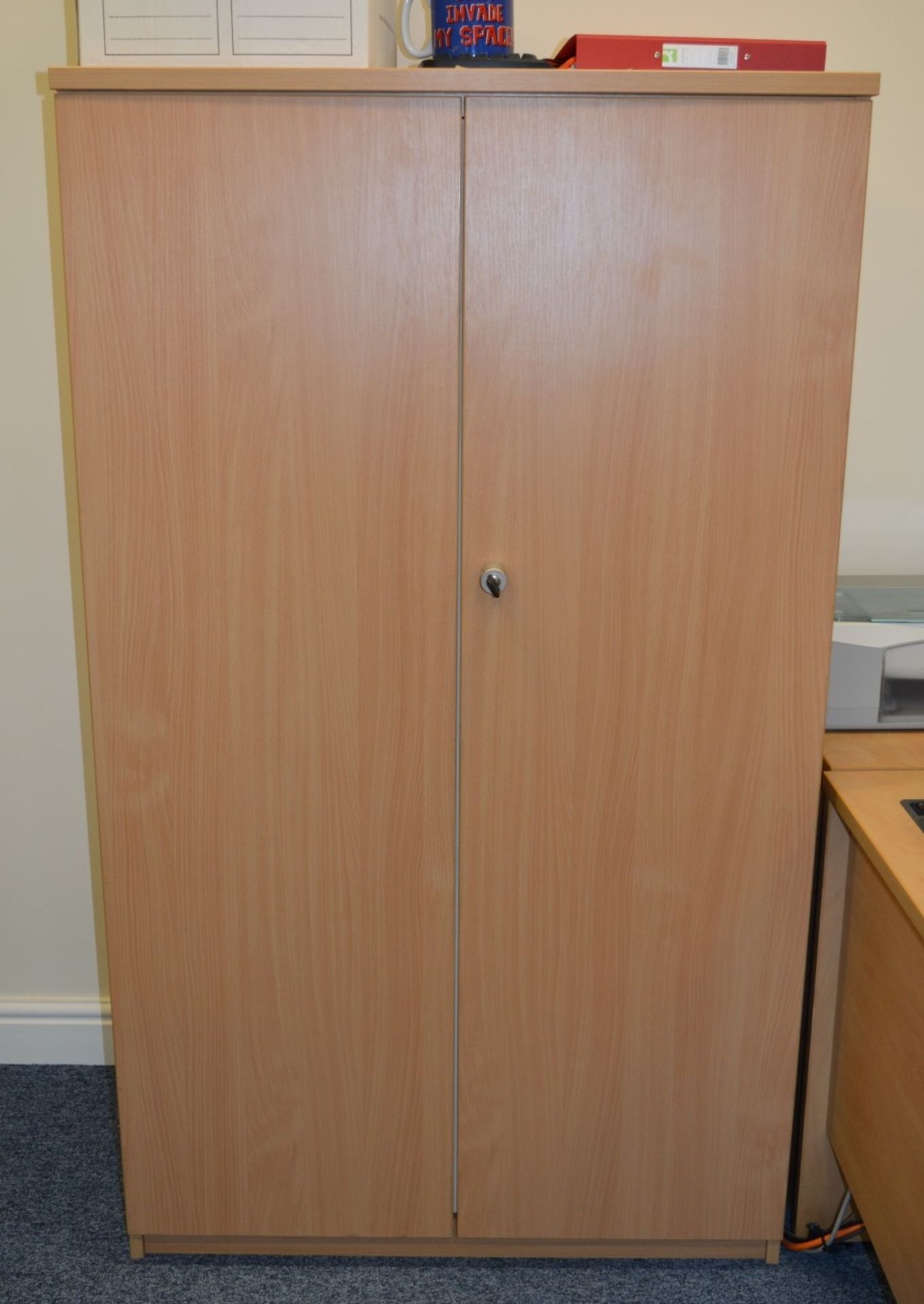 1 x Modern Beech Tall Office Storage Cabinet With Three Adjustable Shelves - Includes Key - - Image 2 of 4