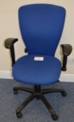 1 x Office Swivel Chair in Blue - Features Pump Lift Height Adjustment, Adjustable Arms and