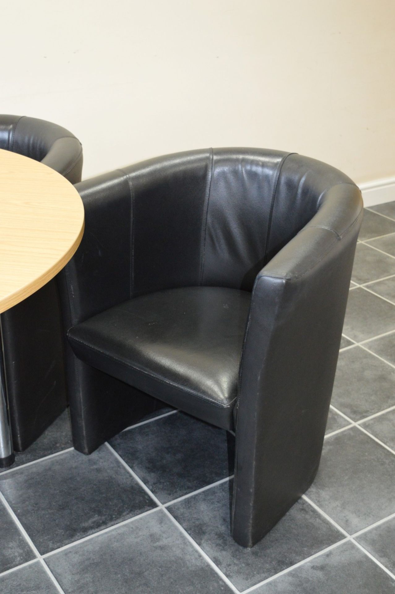 1 x Canteen Table With Four Faux Leather Tub Chairs - Table Size H74 x W120 cms - Ideal For Staff - Image 4 of 7