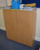 1 x Two Door Office Storage Cabinet With Internal Shelves - Beech Finish - H100 x W93 x D37 cms -