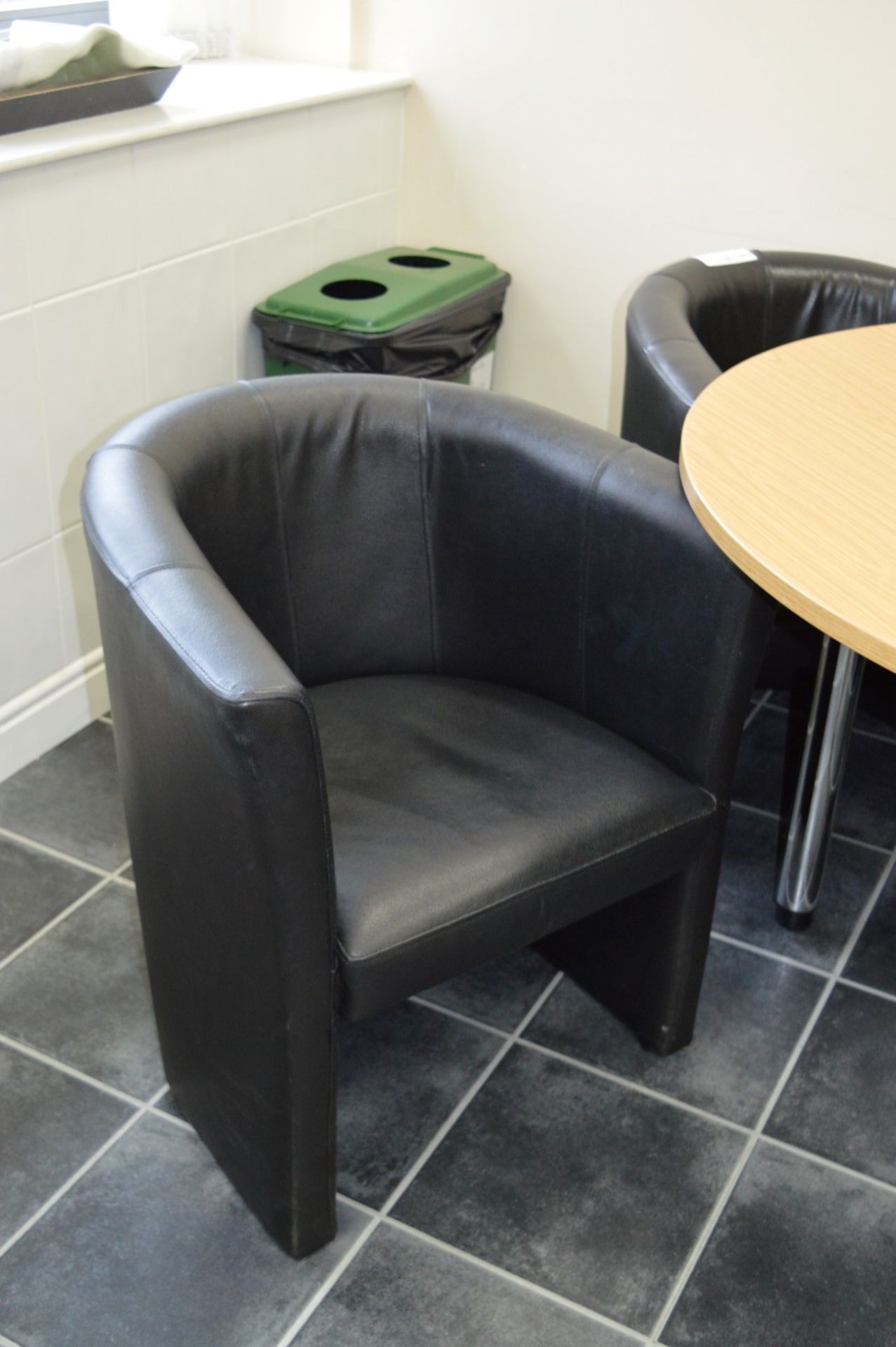 1 x Canteen Table With Four Faux Leather Tub Chairs - Table Size H74 x W120 cms - Ideal For Staff - Image 5 of 7