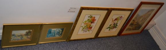 7 x Pieces of Various Framed Wall Art Depicting Floral and Country Settings - CL300 - Ref S007 -