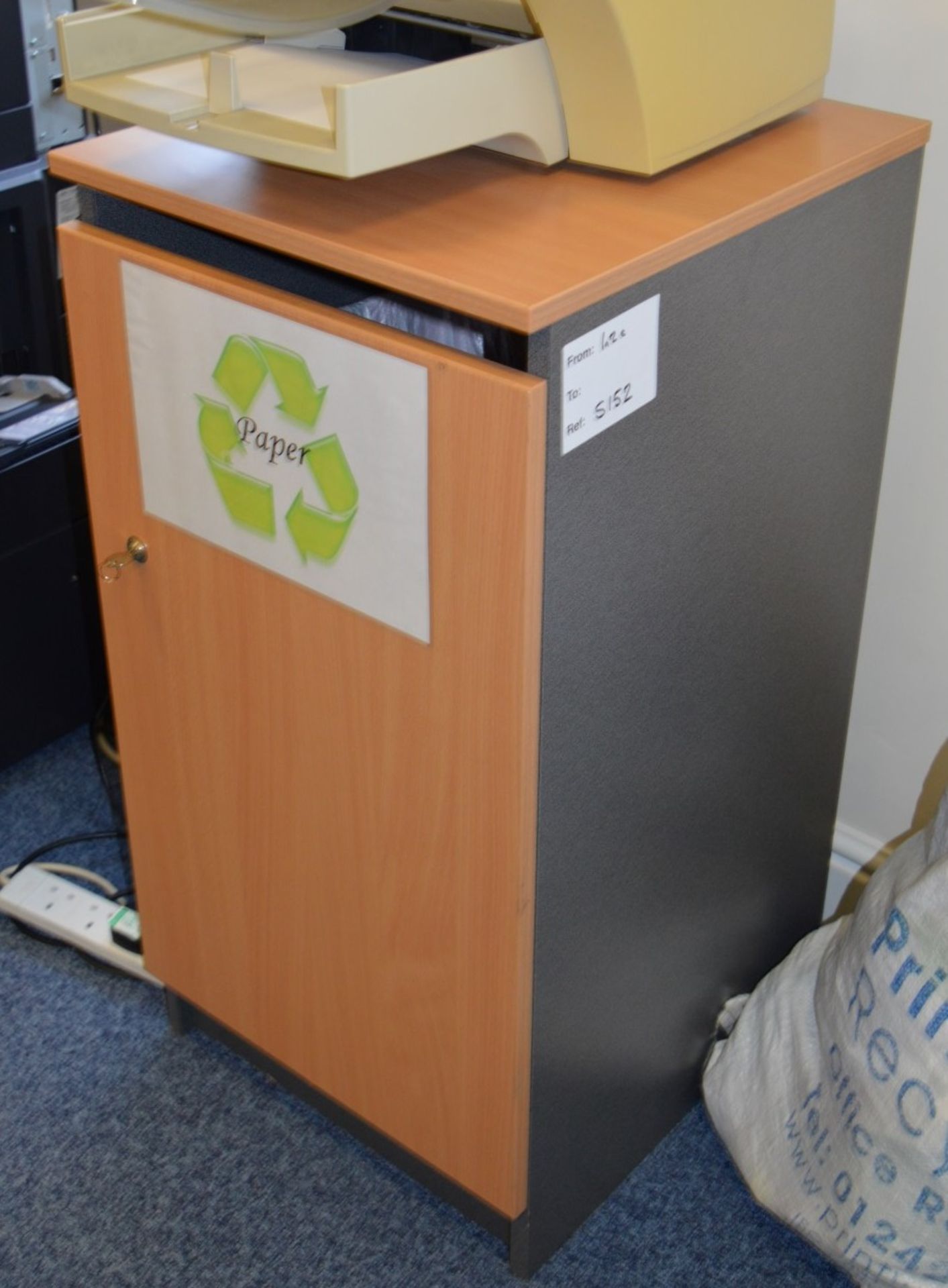 1 x Office Waste Cabinet - Moden Grey and Beech Finish - Ideal For Containing Waste Paper - Includes - Image 2 of 3