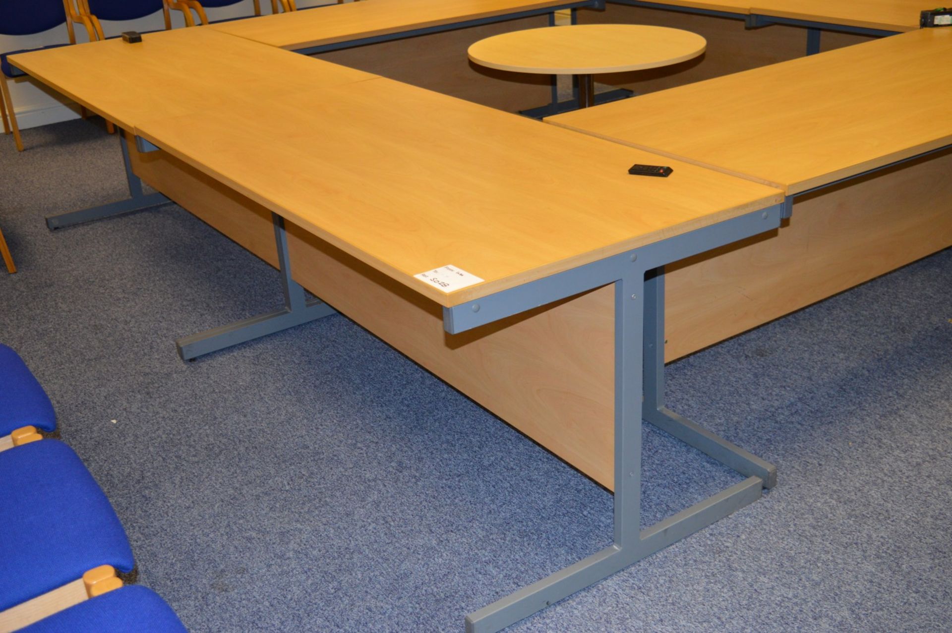 6 x Large Office Desks Plus Small Circular Meeting Table - H73 x W160 x D80 cms - Premium Quality - Image 2 of 5