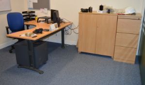 1 x Large Collection of Office Furniture Including 2 Desks, 3 Office Chairs, 2 Drawer Pedestals, 2