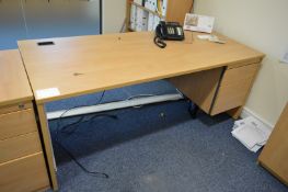 1 x Office Desk With Fitted Drawers - Beech Finish - H73 x W180 x D80 cms - CL300 - Ref S127 -