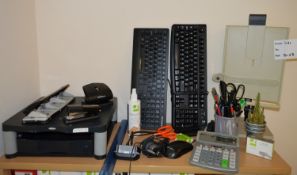 1 x Assorted Collection of Stationary - Includes Keyboards, Mouse, Headset, Monitor Stand, A4
