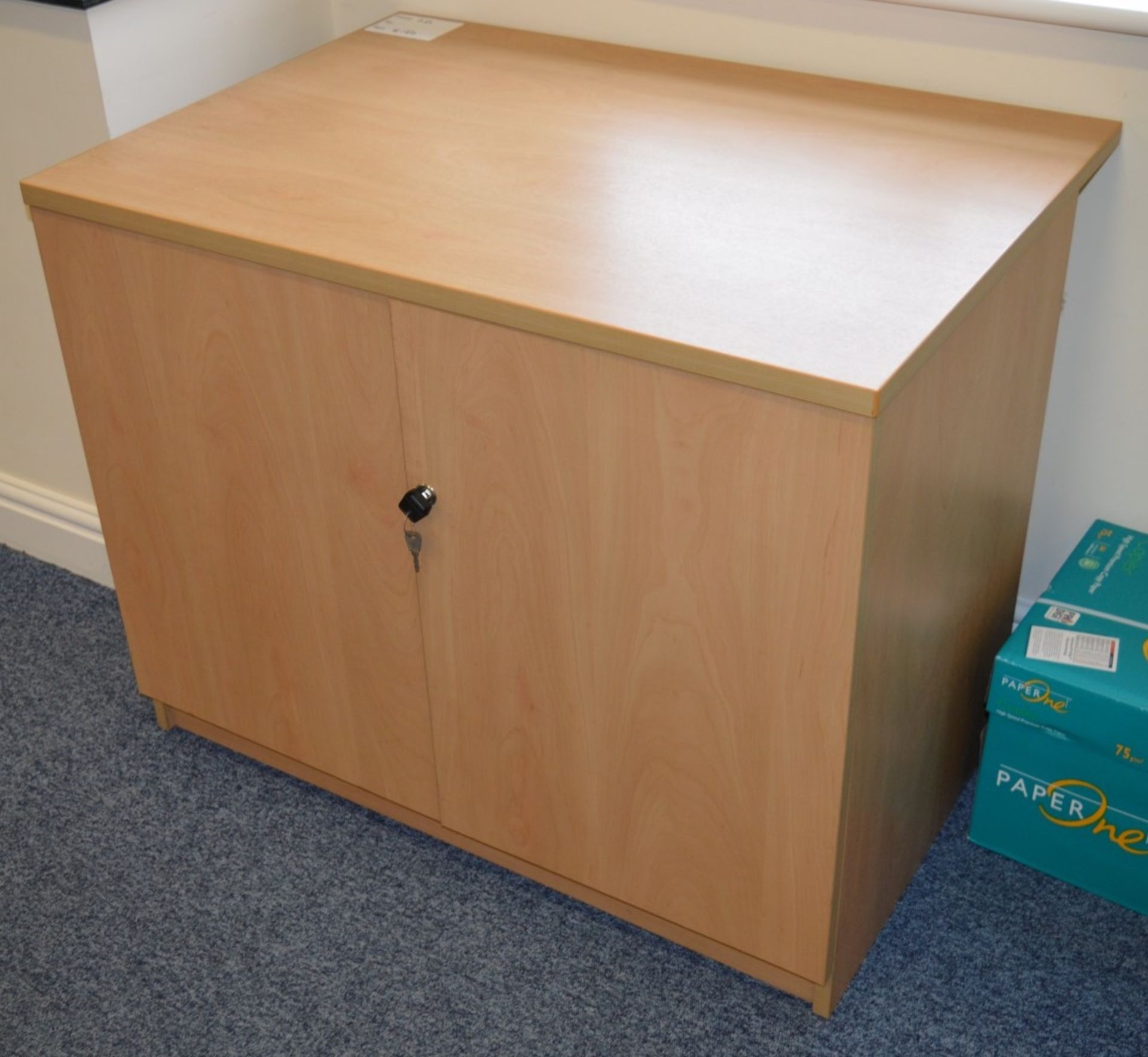 1 x Beech Office Storage Cabinet With Adjustable Internal Shelf and Key - CL300 - Ref S150 - H75 x - Image 2 of 2