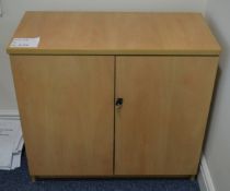 1 x Beech Office Storage Cabinet With Adjustable Internal Shelf and Key - CL300 - Ref S126 - H75 x