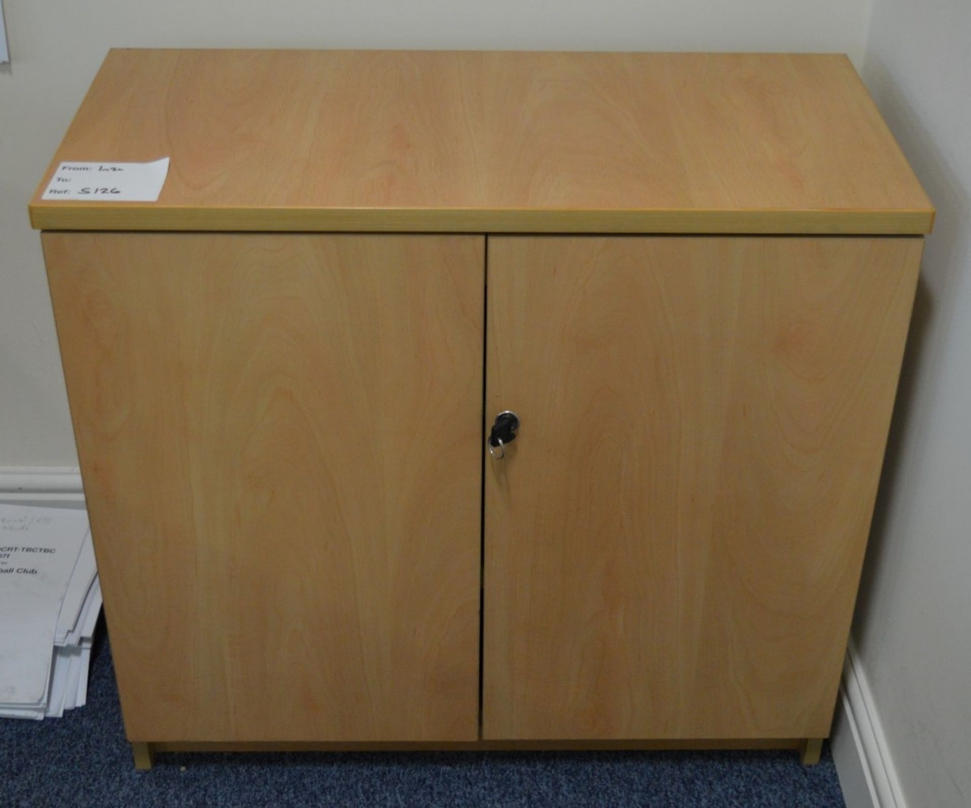 1 x Beech Office Storage Cabinet With Adjustable Internal Shelf and Key - CL300 - Ref S126 - H75 x
