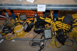 Assorted Lot Including Approx 12 x 110v Site Lights, 2 x 110v Plug Adaptors and Cable Reel - CL300 -