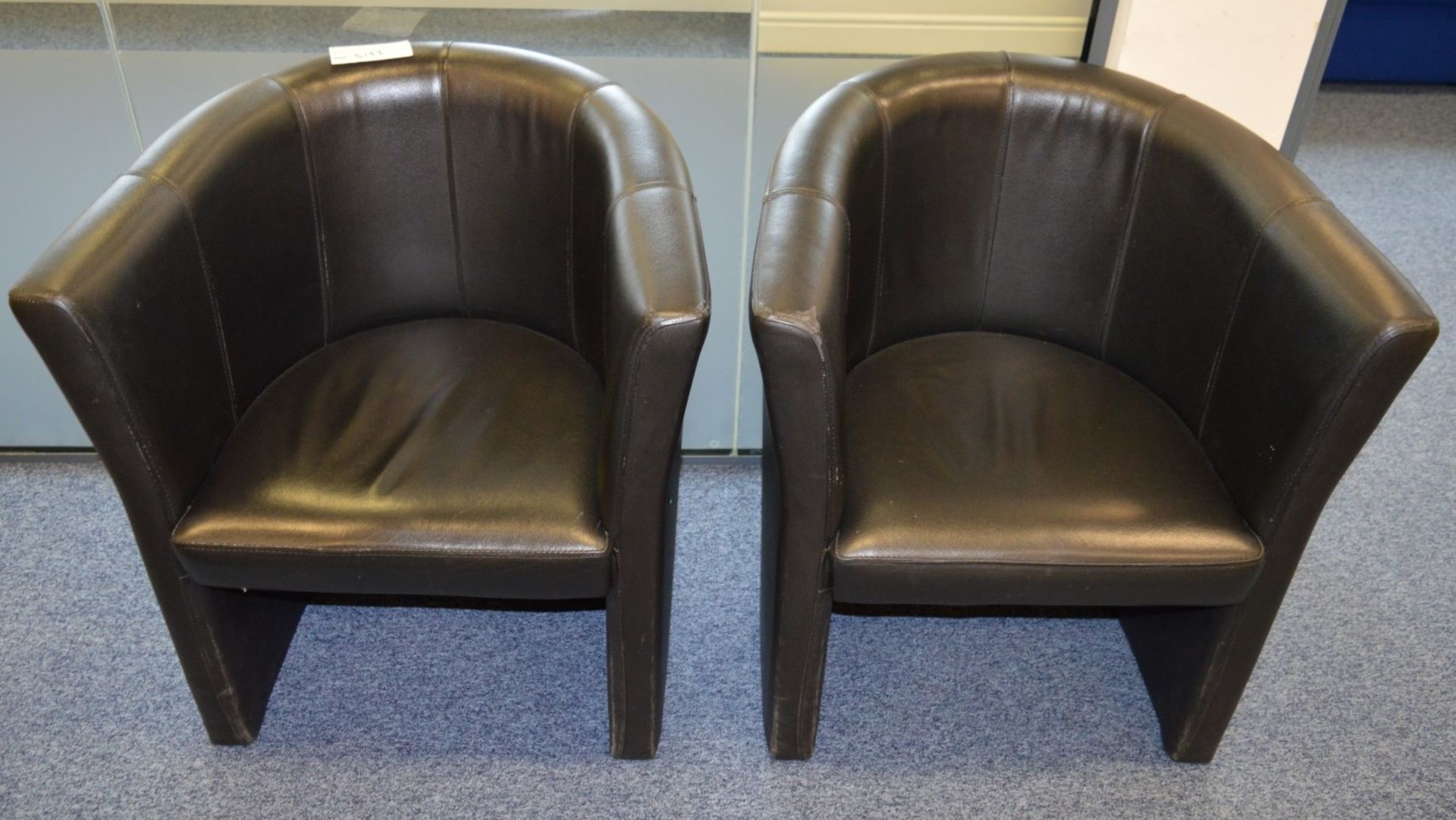 2 x Black Faux Leather Tub Chairs - Ideal For Waiting Rooms, Meeting Rooms or The Home - H73 x E70 x