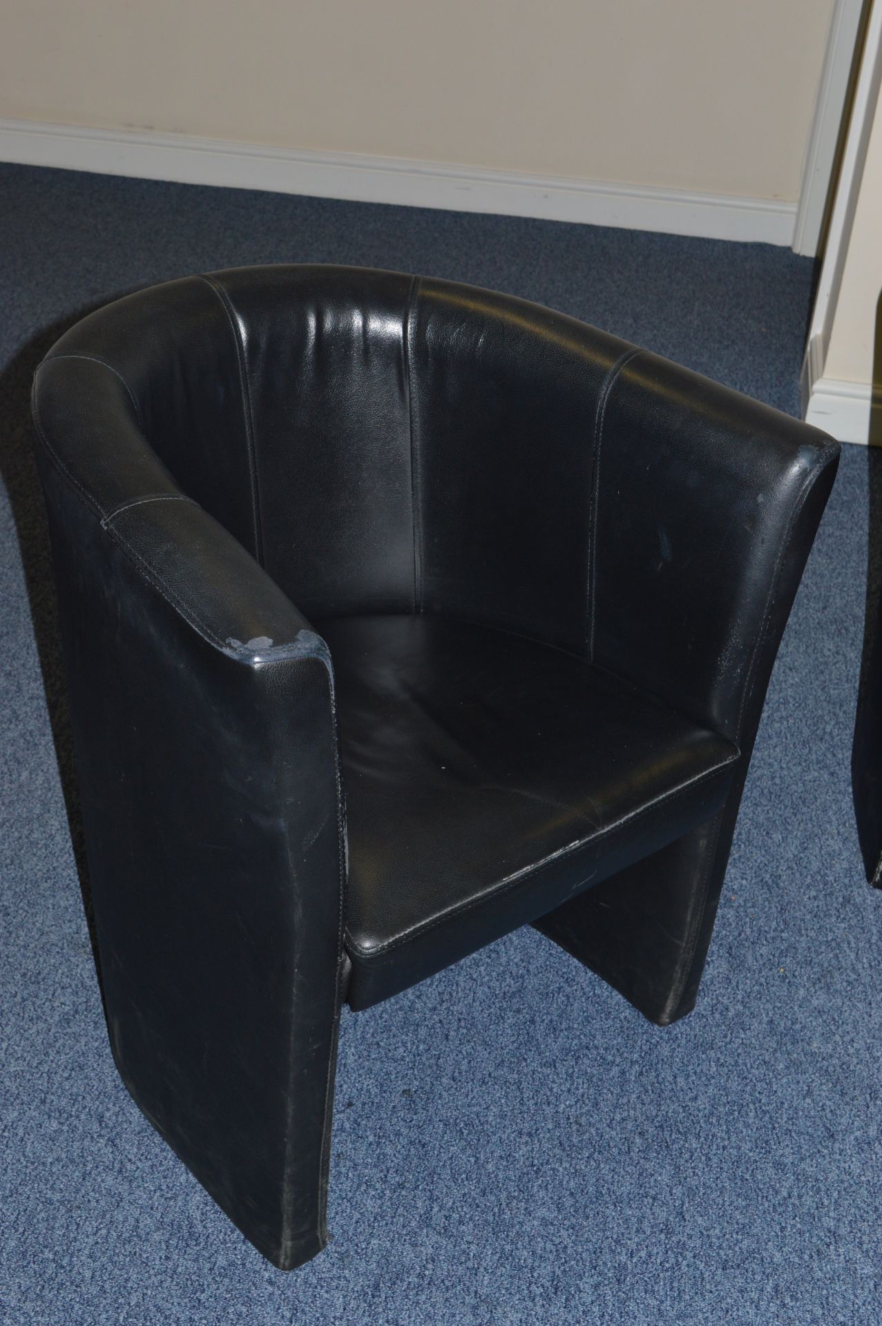 1 x Canteen Table With Four Faux Leather Tub Chairs - Table Size H74 x W80 cms - Ideal For Staff - Image 2 of 5