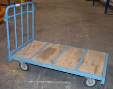 1 x Flatbed Trolley - Bed Size 150 x 79cm - Heavy Duty Wheels - CL300 - Ref S222 - Location:
