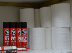 1 x Assorted Lot Including 4 x Fly Killer Spray Cans, Silicone Dispenser and 9 x Kitchen Rolls -