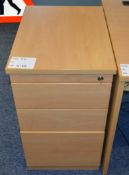 1 x Beech Office Three Drawer Pedestal Unit With Key - CL300 - Ref S128 - Location: Swindon,