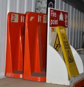 3 x Fire Extinguisher Stands and 1 x Wet Floor Sign - CL300 - Ref S419 - Location: Swindon,