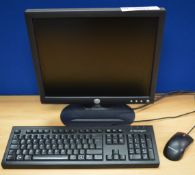 1 x Dell 17 Inch Flatscreen Monitor With Leads, Keyboard and Mouse - CL300 - Ref S095 - Location: