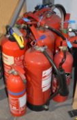 9 x Various Fire Extinguishers Including Chubb 6gk Foam Extinguishers and More - Seals Intact -