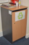 1 x Office Waste Cabinet - Moden Grey and Beech Finish - Ideal For Containing Waste Paper - Includes