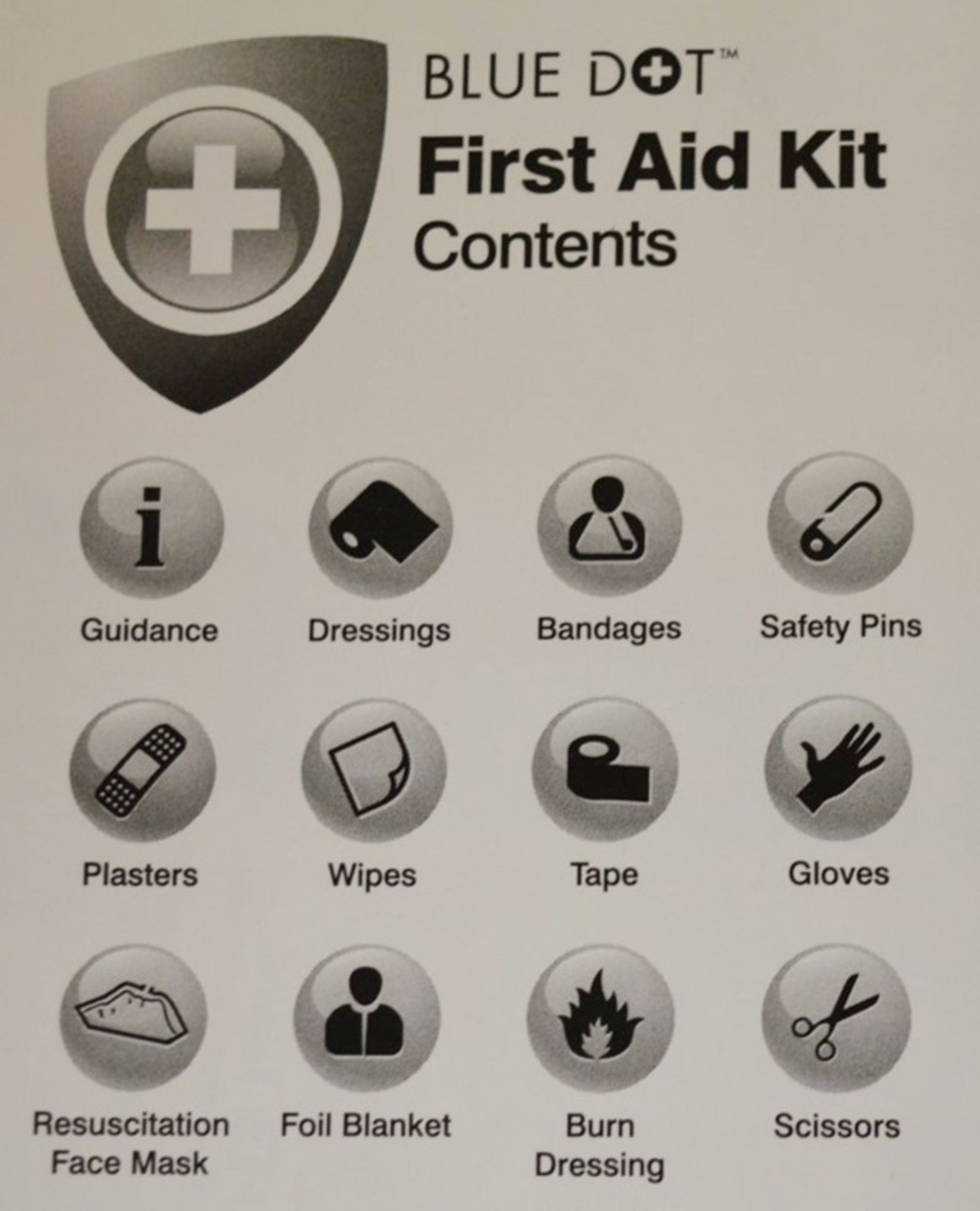 1 x Blue Dot First Aid Kit in Durable Hard Plastic Case - Conforms to BS 8599 Standard - New and