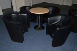 1 x Canteen Table With Four Faux Leather Tub Chairs - Table Size H74 x W80 cms - Ideal For Staff
