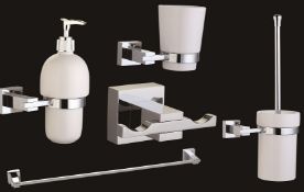 1 x Vogue Series 4 Five Piece Chrome Bathroom Accessory Set - Includes Toilet Brush, Soap Dispenser,