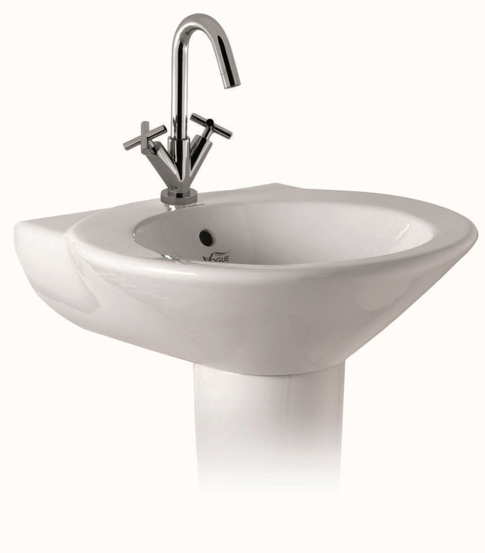10 x Vogue Bathrooms TEFELI Single Tap Hole Bathroom SINK BASINS with Pedestals - 550mm Width -
