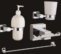 1 x Vogue Series 4 Four Piece Chrome Bathroom Accessory Set - Includes Soap Dispenser, Toothbrush