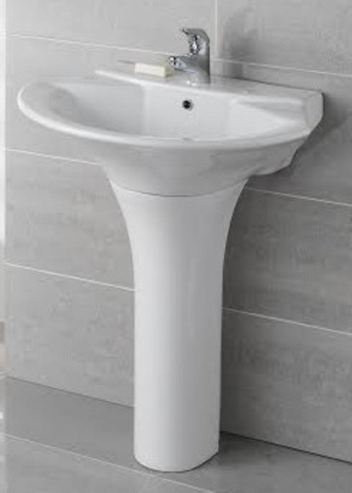 10 x Vogue Bathrooms COSMOS Single Tap Hole SINK BASINS With Pedestals - 600mm Width - Ref A - Brand