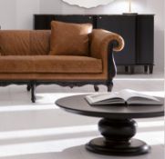 1 x ANGELO CAPPELLINI "Opera Pelleas" Coffee Table - Features A Black Crackle Finish - Diameter: