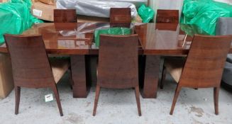 1 x Extending Table With 6 x Inlaid Designer Chairs - Dimensions: L200cm (255cm Extended), D110cm,