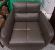 1 x Grey Leather Chair - L90xD100x80cm - CL050 - Ref: JMH017 - Location: Altrincham WA14 -