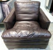 1 x Leather Studded Gents Designer Chair - L90 x D100 x H87cm - Lovely Example, With A Fendi-Style