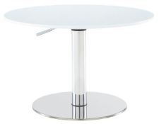 1 x ROSET Bobine Table Top White Lacquered Glass - *Please Read Condition Report* Diameter: 80cm -