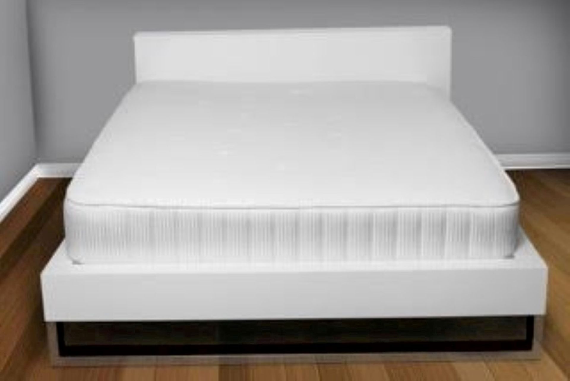 Tenzo Scala Designer 4ft6” Double Bed With Storage Headboard - White Gloss & Chrome - Brand New & - Image 5 of 5
