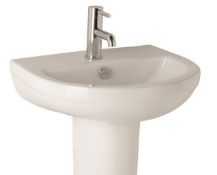 1 x Bijou Single Tap Sink Basin With Short Projection Pedestal - Vogue Bathrooms - 51cm Width -
