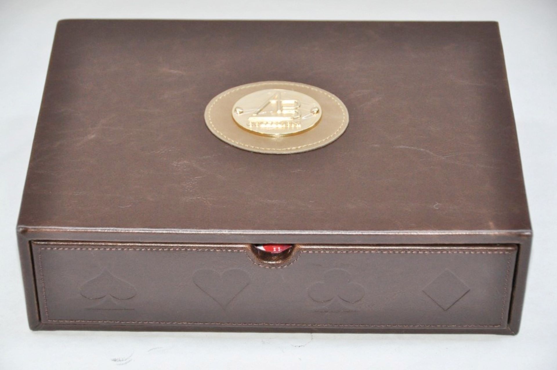 1 x "AB Collezioni" Italian Genuine Leather-Bound Luxury POKER SET (34048) - Features Beautiful - Image 3 of 8